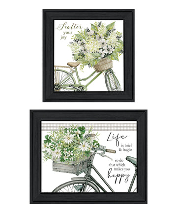 "Get On Your Bike And Scatter Your Joy" Framed Wall Art For Living Room, Wall Art Print For Home Decor, Bedroom Wall Art By Cindy Jacobs Multicolor Wood Paper