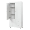 Tall Storage Cabinet With Three Drawers For Bathroom Office, White White Mdf