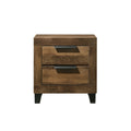 Rustic Oak 2 Drawer Nightstand Brown 2 Drawers Bedroom Rectangle Rustic Rubberwood Solid Wood Oak Wood