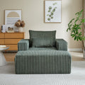 62.5 Inch Corduroy Sponge Sofa Lounge Chair With Removable Footrest,No Assembly Required,Fluffy Modern Sleeper Chair For Indoor Living Room Bedroom Army Green Foam Corduroy 1 Seat