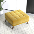 Addison Square Upholstered Ottoman Brown,Yellow Brown Velvet Wood Primary Living Space Solid Mid Century Modern Square Foam Tufted Solid Wood,Velvet