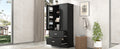 Tall Bathroom Storage Cabinet, Cabinet With Two Doors And Drawers, Adjustable Shelf, Mdf Board, Black Black Mdf