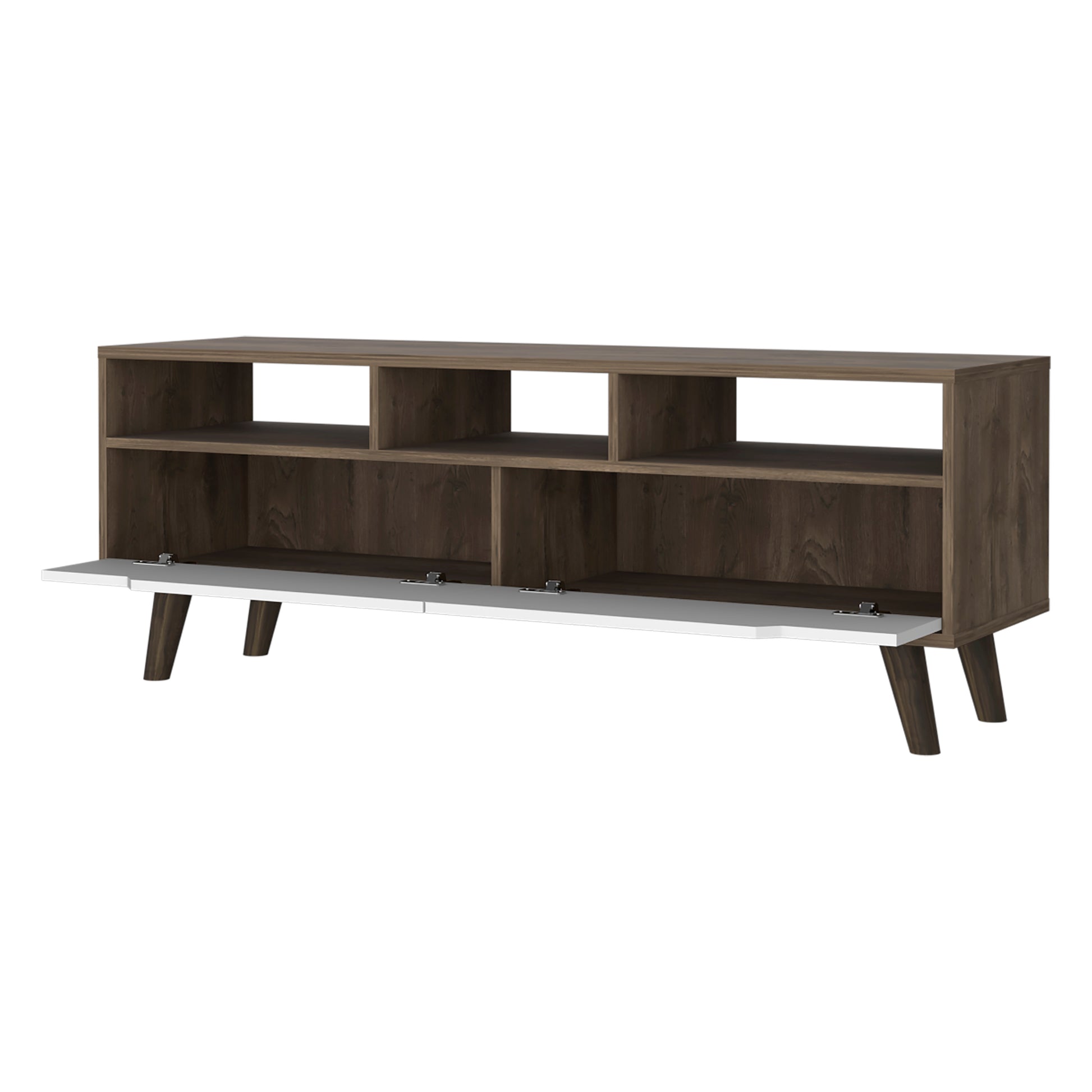 Hamburg Tv Stand For Tv S Up 52", Four Legs, Three Open Shelves,Two Upturned Drawers Multicolor Primary Living Space 50 59 Inches Contemporary 55 Inches Melamine Engineered Wood