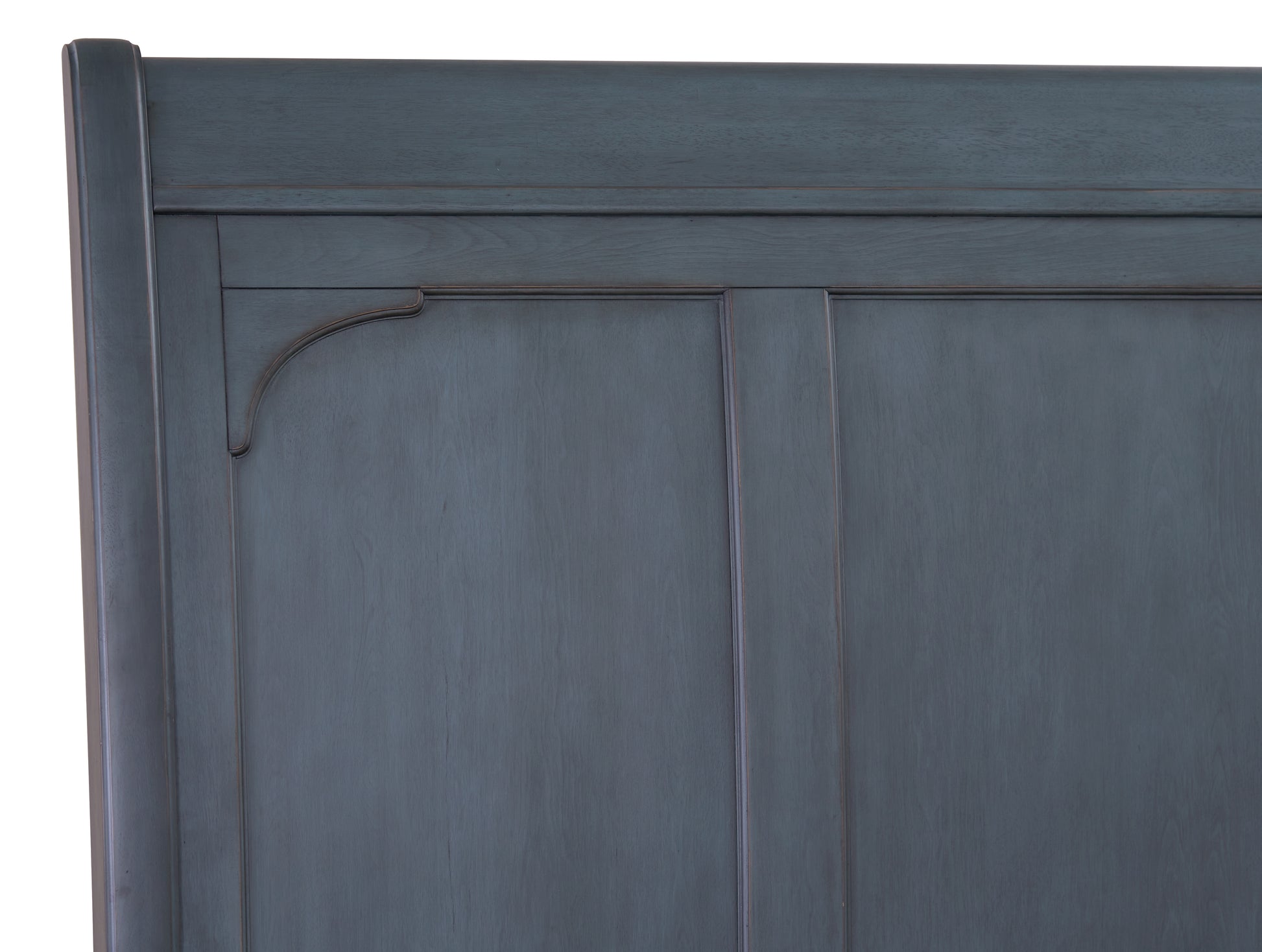 Americana King Size Sleigh Bed, Corduroy Blue Finish King Blue Rubberwood Rubber Wood