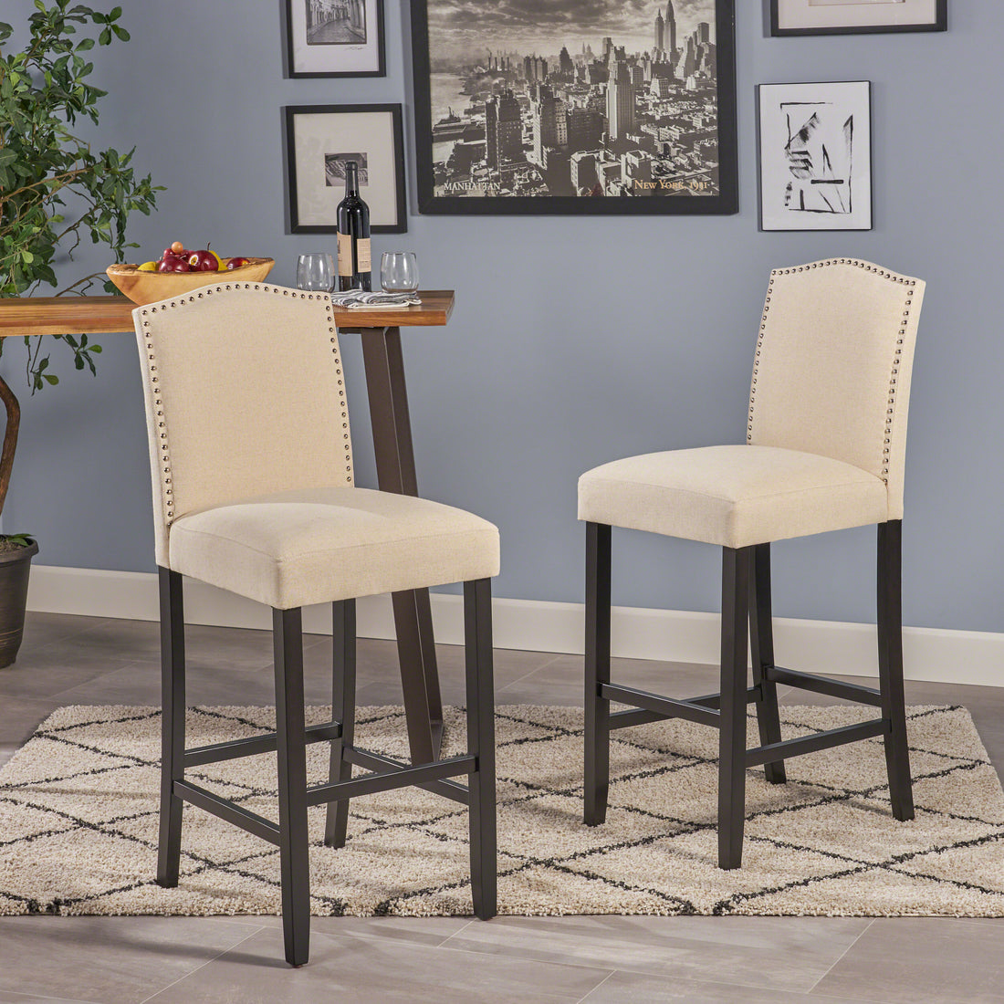 Markson Kd Barstool Mp2 Set Of 2 Ivory Fabric