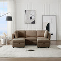 Reversible Sectional Sofa Modern Modular Sectional Couch With Chaise U Shaped Corner Sectional 5 Seater Modular Sofa With Storage Seats, Adjustable Arms And Backs Brown Brown Polyester 3 Seat