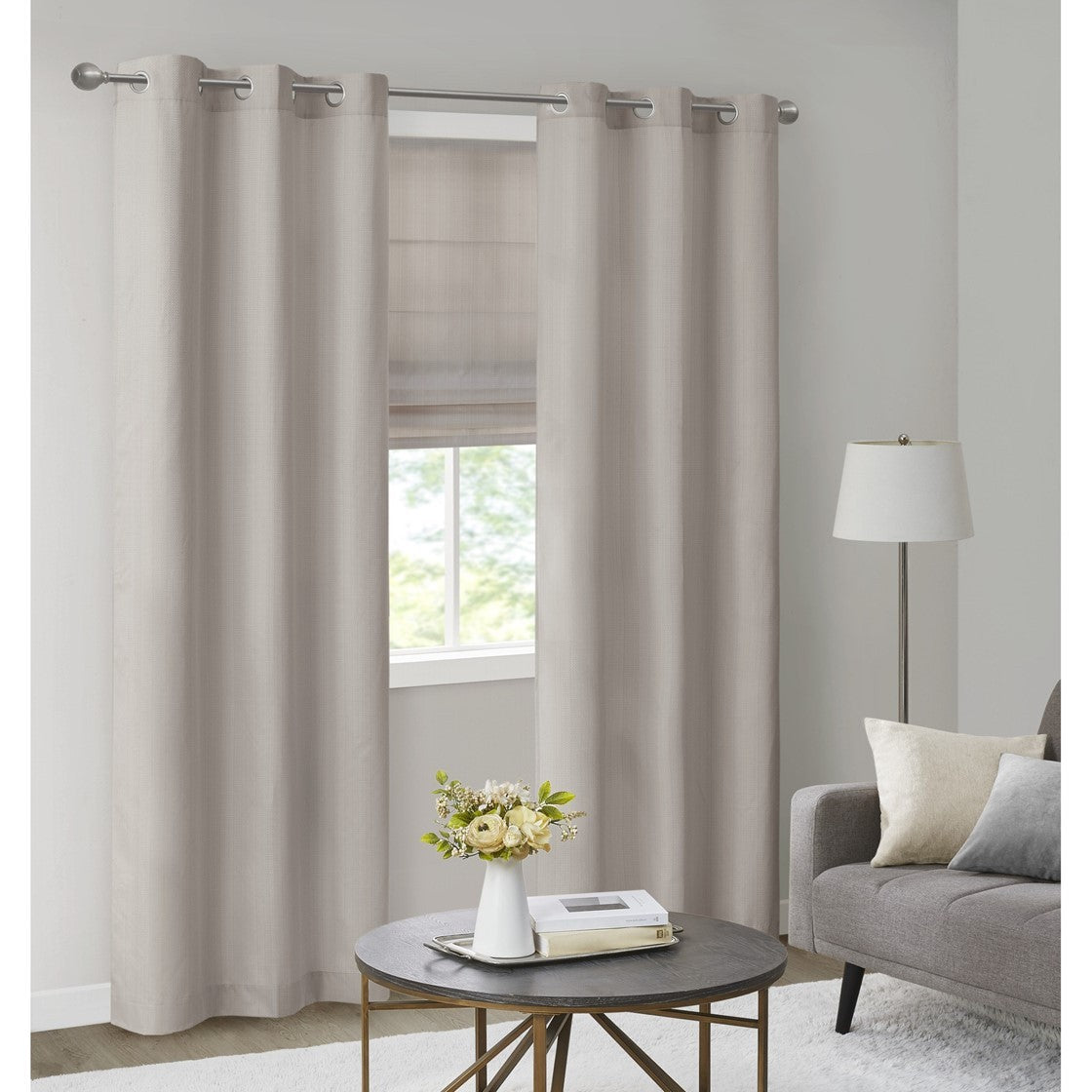 Basketweave Room Darkening Cordless Roman Shade Taupe Polyester