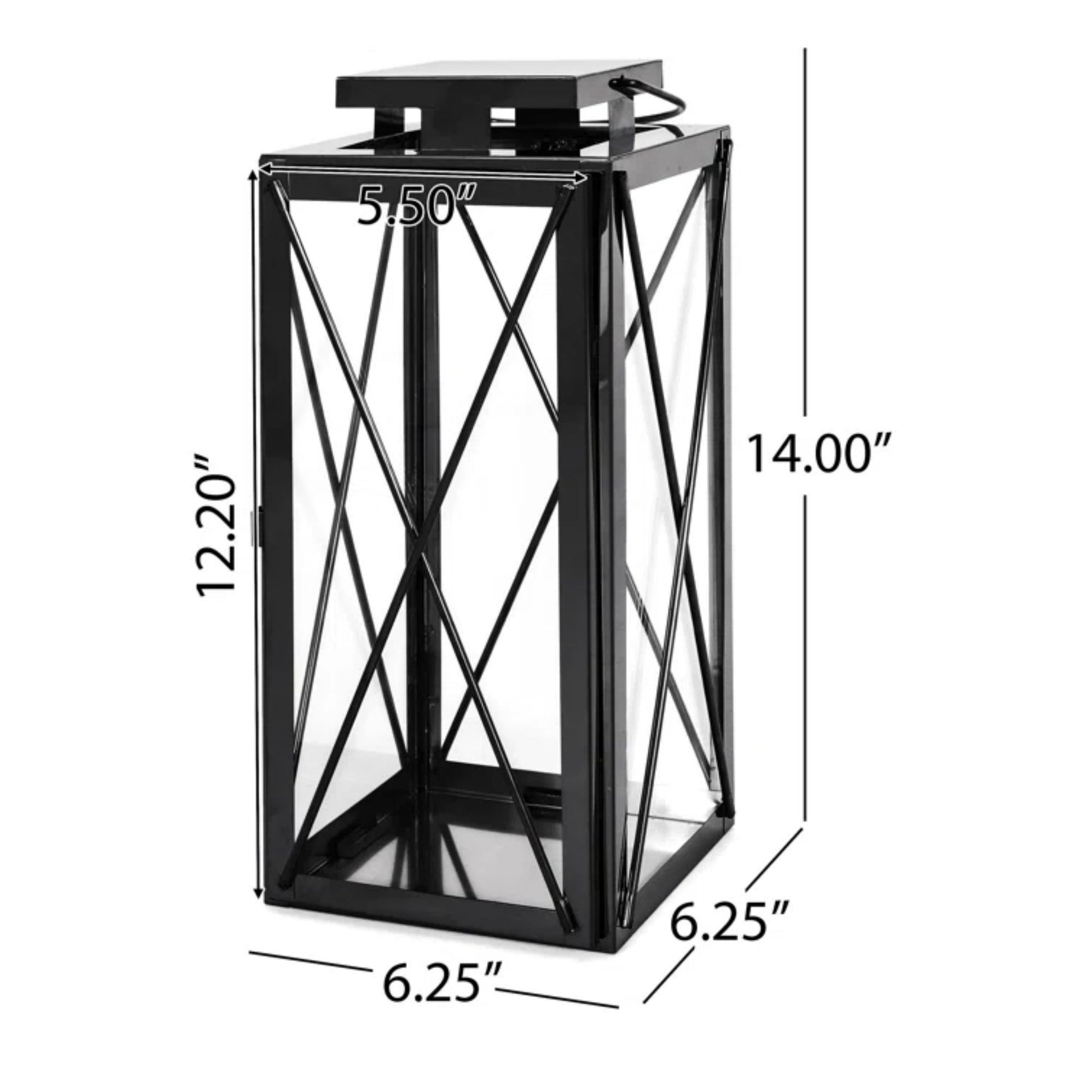 Deborah 14"H Stainless Steel Lantern Black Stainless Steel