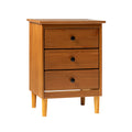 Classic 3 Drawer Solid Wood Nightstand Caramel Caramel Mdf Pine