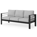 Patio Sofa Aluminum Outdoor Sofa With 3 Seats, All Weather Metal Outdoor Couch With 5