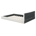 Queen Size Velvet Upholstered Platform Bed, With Luxurious Diamond Grid Headboard,Beige Queen Beige Plywood
