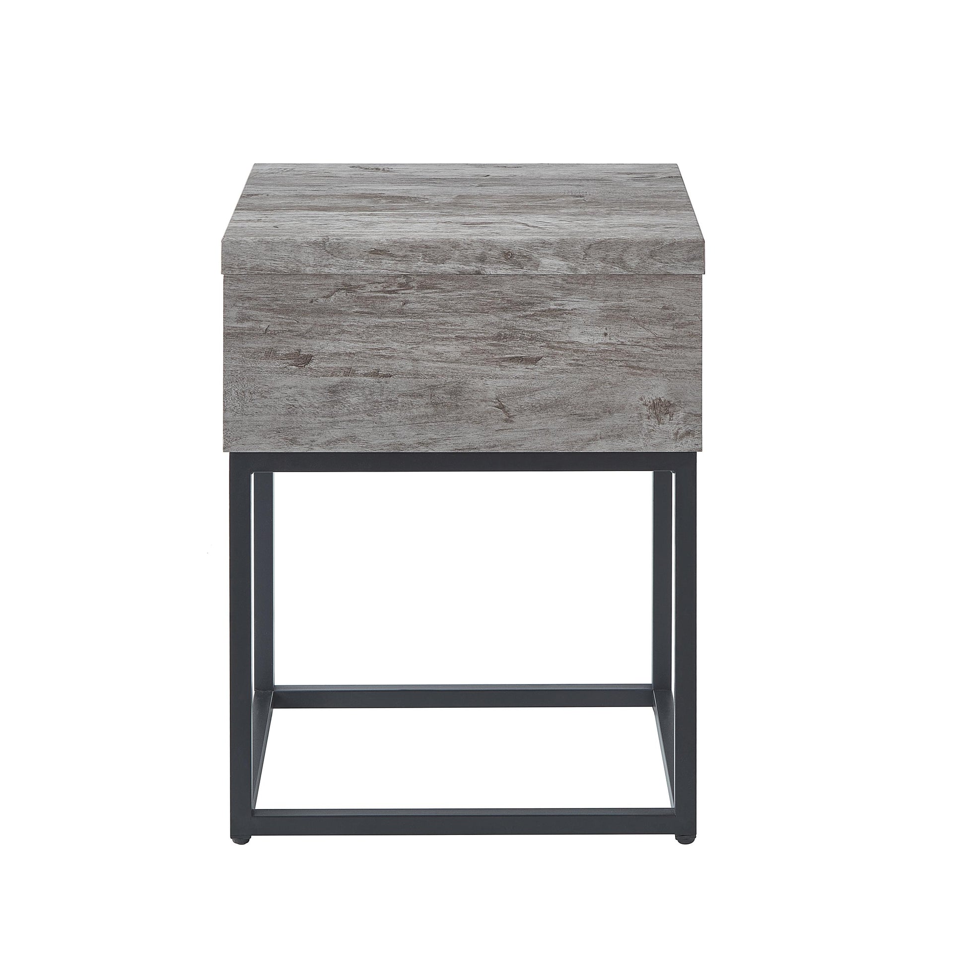 Celestial Contemporary Storage End Table, Gray Gray Wood Metal