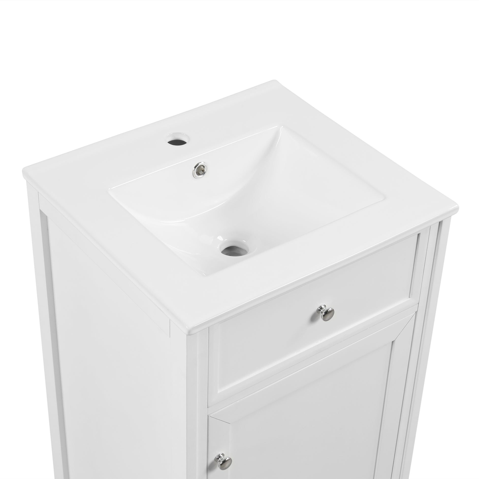 20" Bathroom Vanity With Sink, Bathroom Cabinet With Soft Closing Door, Storage Rack And Adjustable Shelve, White White Mdf