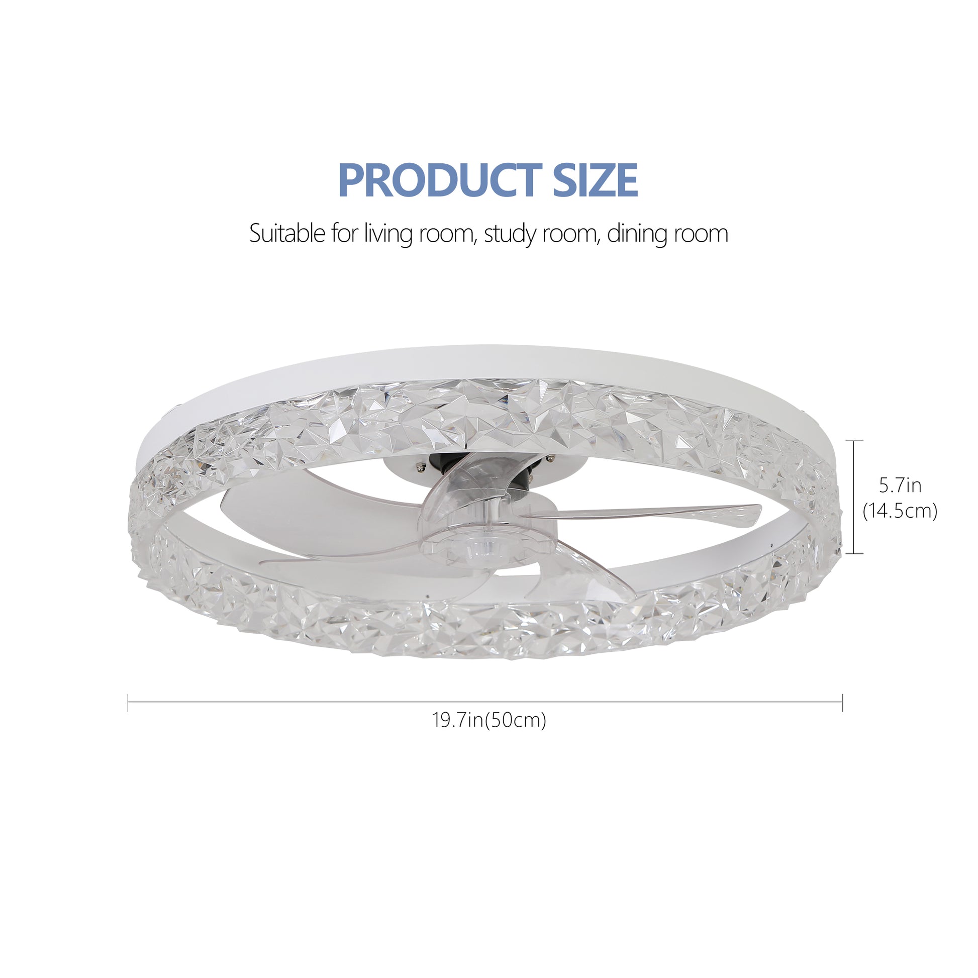 Modern Acrylic Ceiling Fan Light With Remote Control, Dimmable Led Chandelier, 6 Speed Adjustable, Quiet Motor, Flush Mount Design For Living Room, Bedroom, Dining Room White Abs Acrylic
