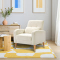 Mid Century Modern Accent Chair, Upholstered Armchair Living Room Chair, Comfy Single Sofa Chair With Metal Legs, Polyester Fabric Chair For Living Room Bedroom White Sherpa