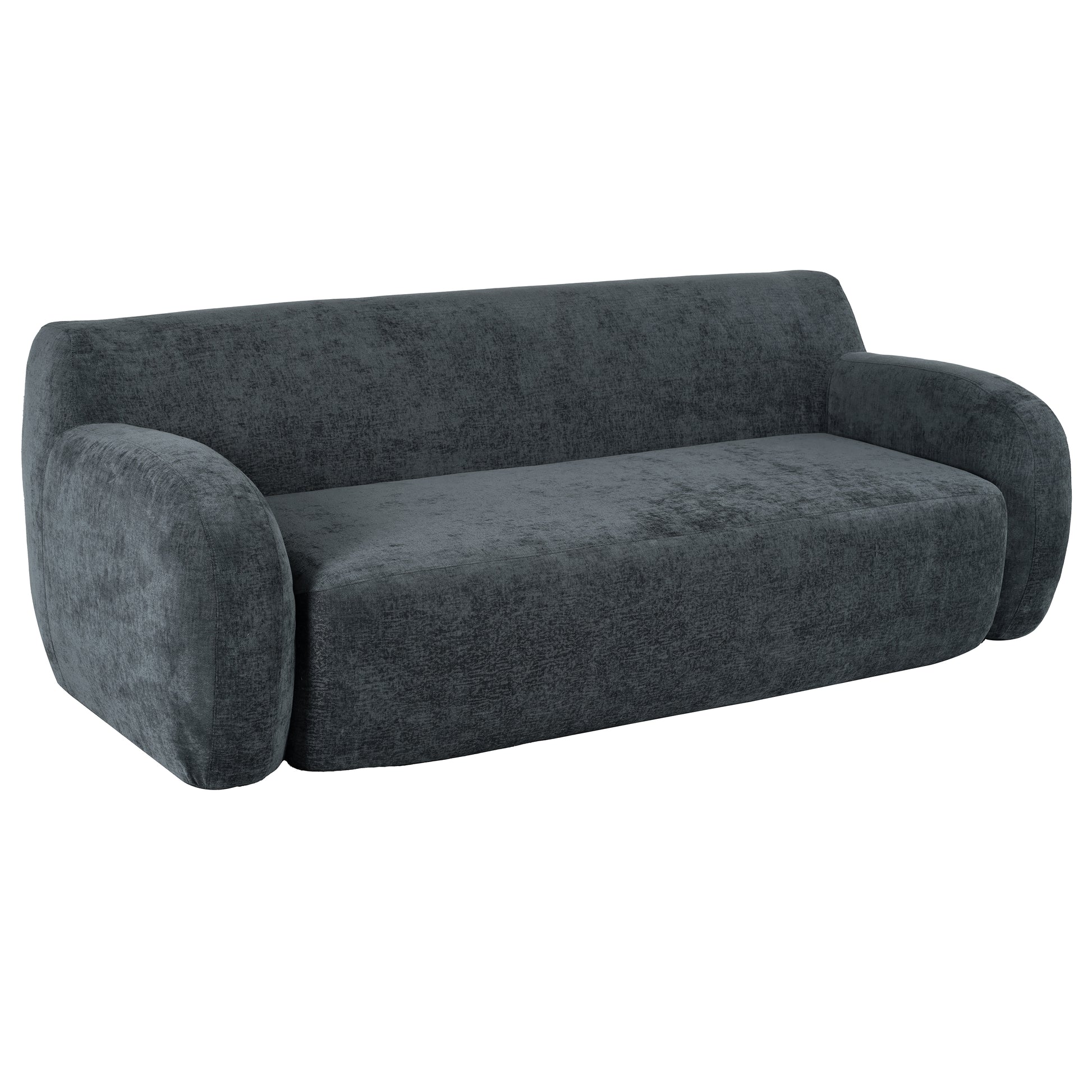 81.5'' Minimalist Curved Upholstered Sofa, 3 Seat Modular Casual Sofa For Living Room, Bedroom, And Apartments Gray Polyester 3 Seat