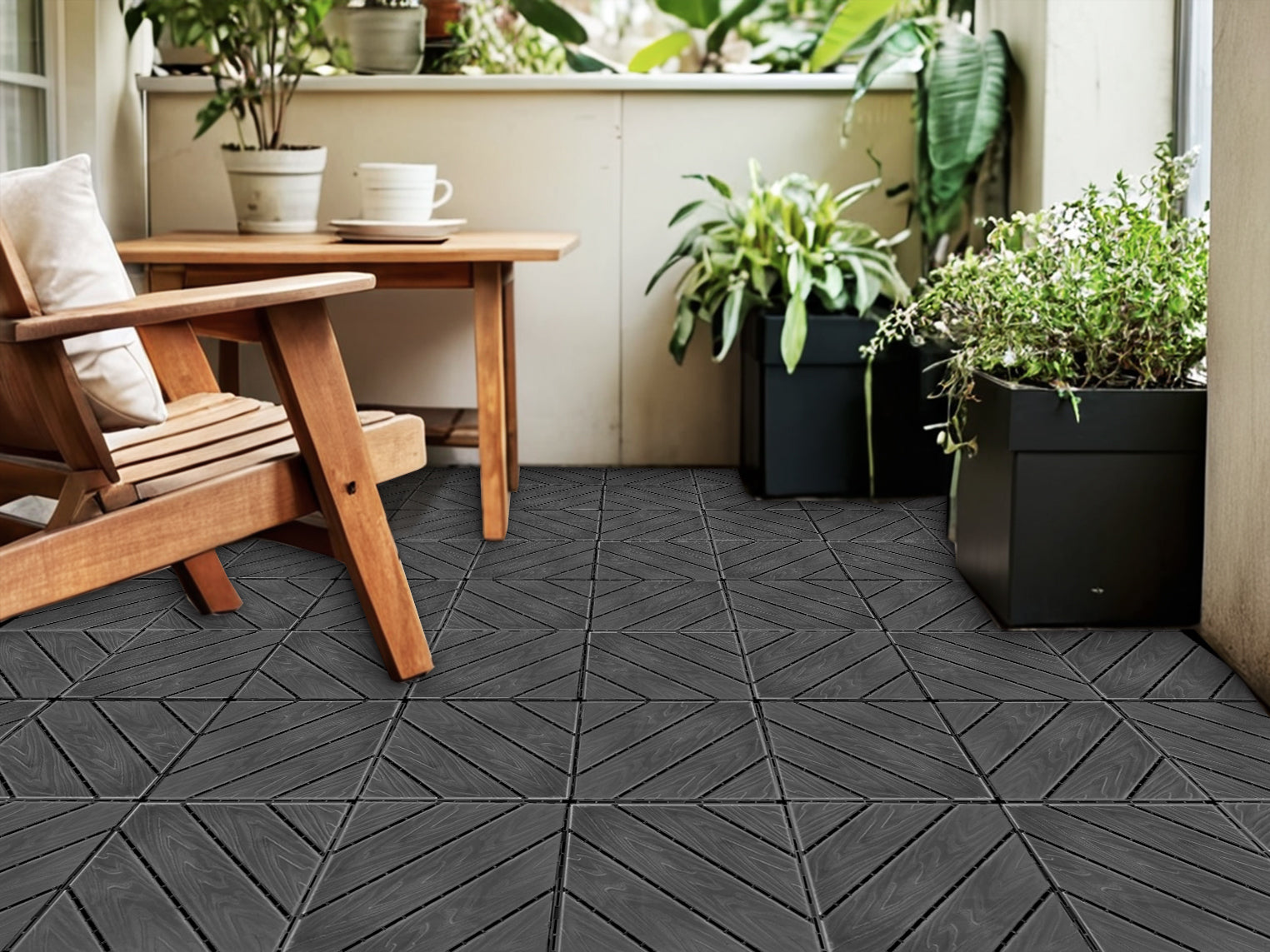 Plastic Composite Deck Tiles Set Of 35Pcs, Composite Decking Resist Rust, Water, Weather, Easy To Diy & Maintain, Ideal For Patios, Balconies, Rooftops, Decks, Indoor&Outdoor, 12X12, 12X12In Dark Grey Dark Grey Modern Plastic Plastic