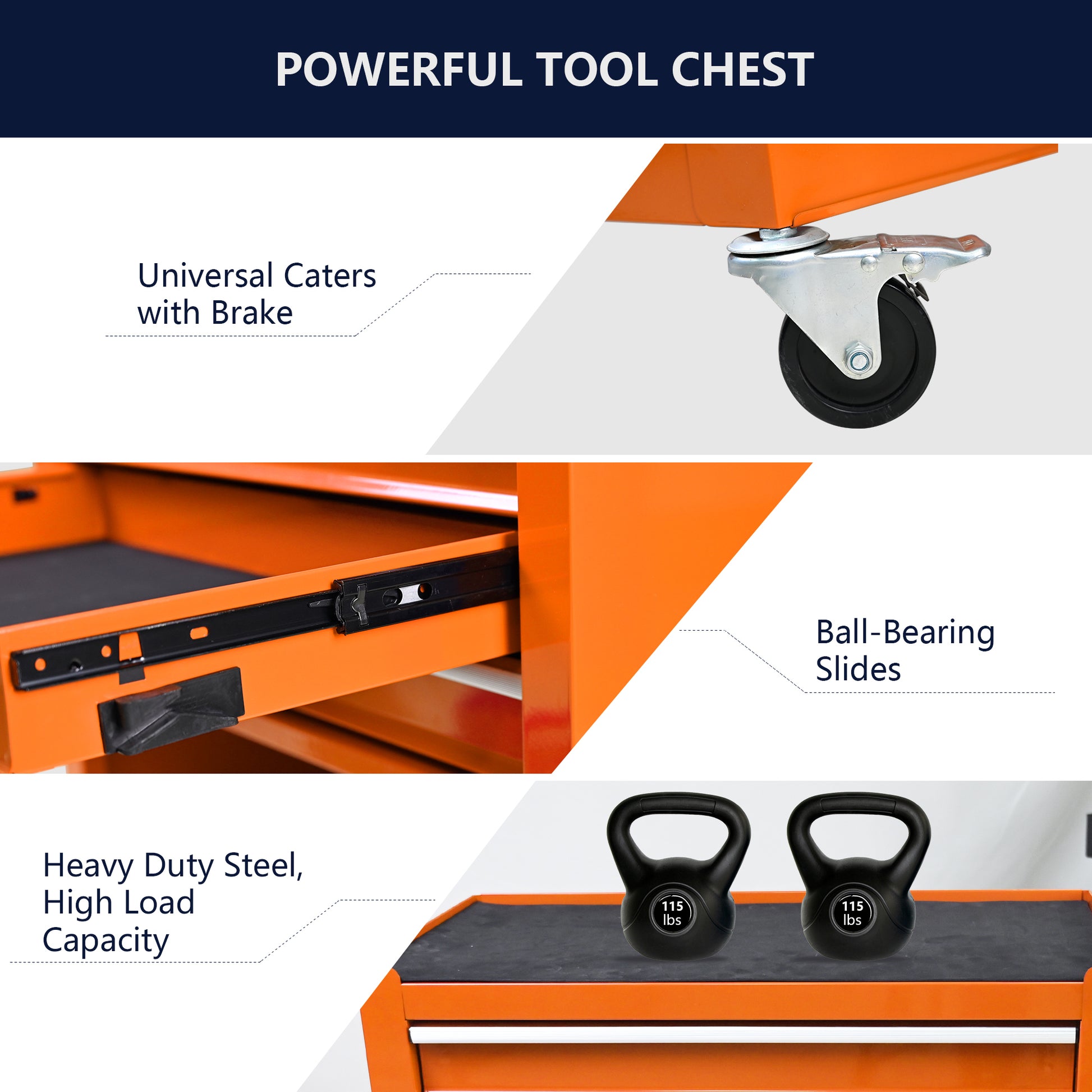 4 Drawers Multifunctional Tool Cart With Wheels Orange Orange Steel