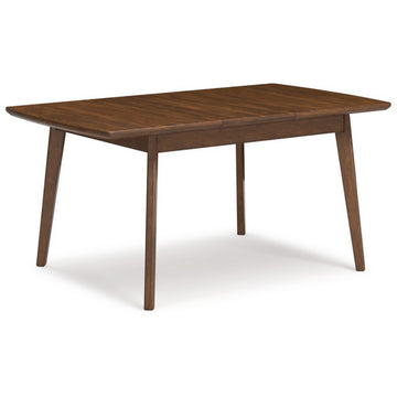 64 Inch Wood Extendable Dining Table With Tapered Legs, Wood Grain, Brown Brown Solid Wood