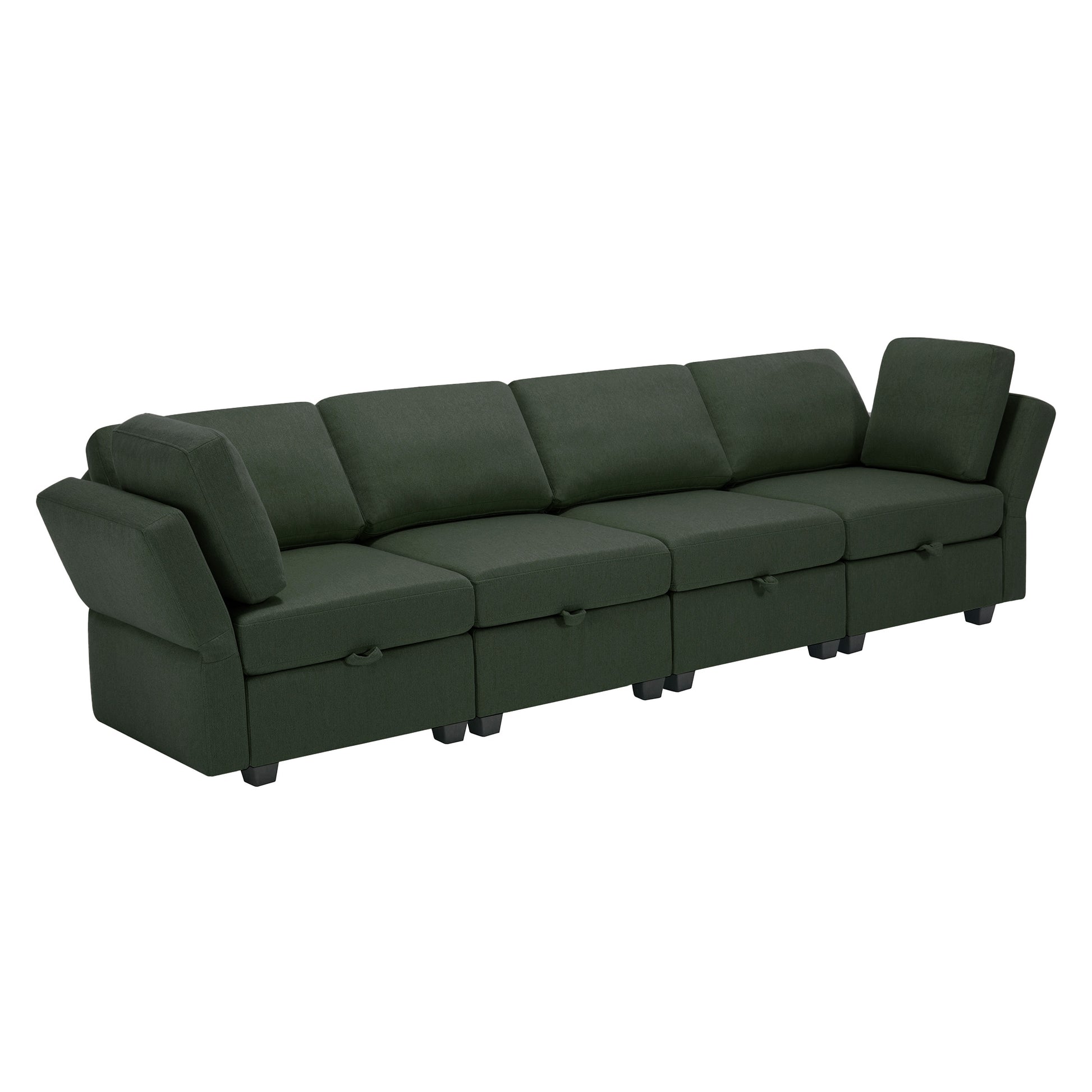 Fabric Modern Modular Sofa Couch With Storage Seats Modular Sectional Sofa 4 Seater Modular Couch For Living Room Green Green Polyester 4 Seat