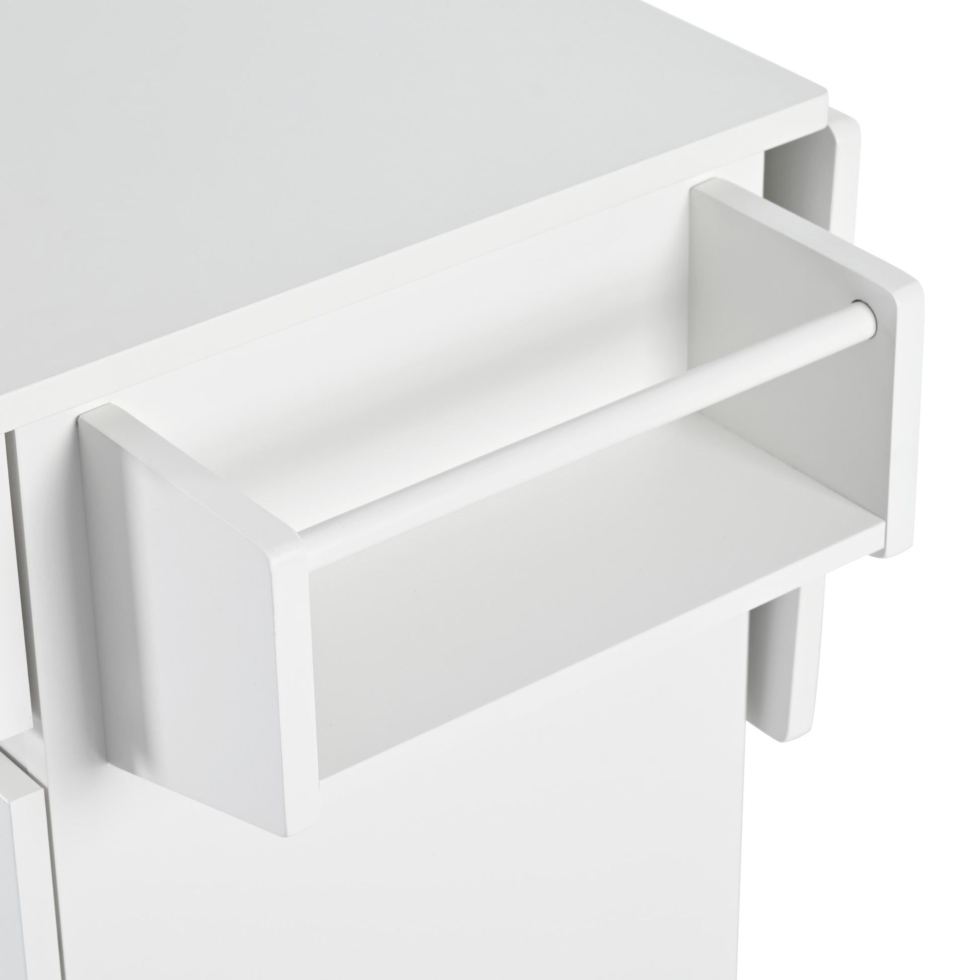 K&K 53.2'' Kitchen Island With Drop Leaf, Kitchen Storage Cart With Spice Rack, Towel Rack And 2 Drawers, Rolling Kitchen Island On Wheels With Adjustable Shelves For Kitchen, Dining Room, White White Brown Kitchen Artsy,Casual,Classic,Minimalist,Modern