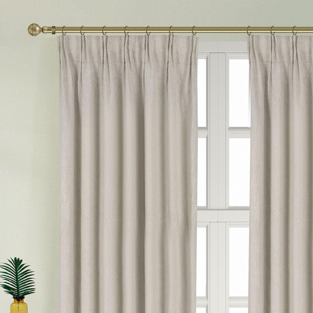 Newport Cotton Lining Window Curtains For Bedroom, Linen Curtains For Living Room, 96 Inches Long Curtains For Living Room, Greige Greige Linen