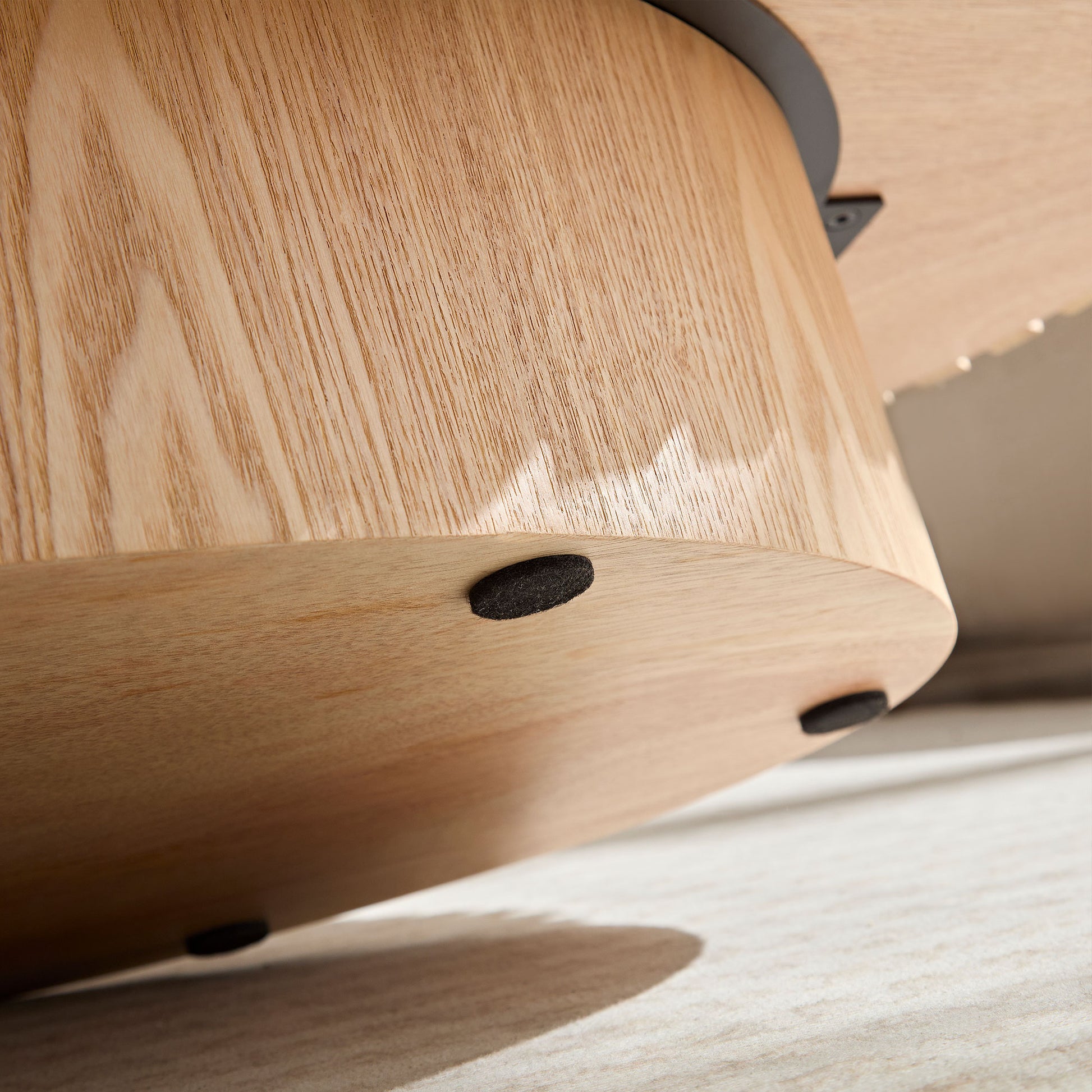 Modern Handcraft Drum Coffee Table Length 43.7 Inch Ellipse Coffee Table For Living Room,Small Coffee Table With Sturdy Pedestal,Natural Ash Mdf Natural Ash Mdf