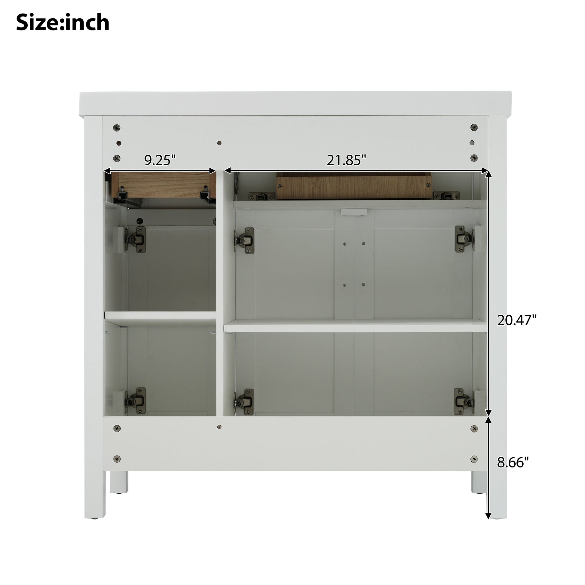 36" White Bathroom Vanity Cabinet With Resin Integrated Sink 2 Drawers, 3 Doors White Bathroom Solid Wood Mdf Resin