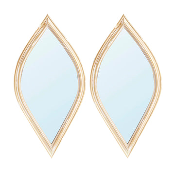 Small Decorative Mirror For Wall Decor, 2 Pieces Wall Accent, 4.5X9.5" Antique Gold Polyresin