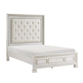 Classic Luxury Pearl White Finish King Bed Button Tufted Upholstered Headboard Bedroom Furniture 1Pc, Dart Molding Design Panels Box Spring Required King White Wood Bedroom Bed Frame Polyester Wood