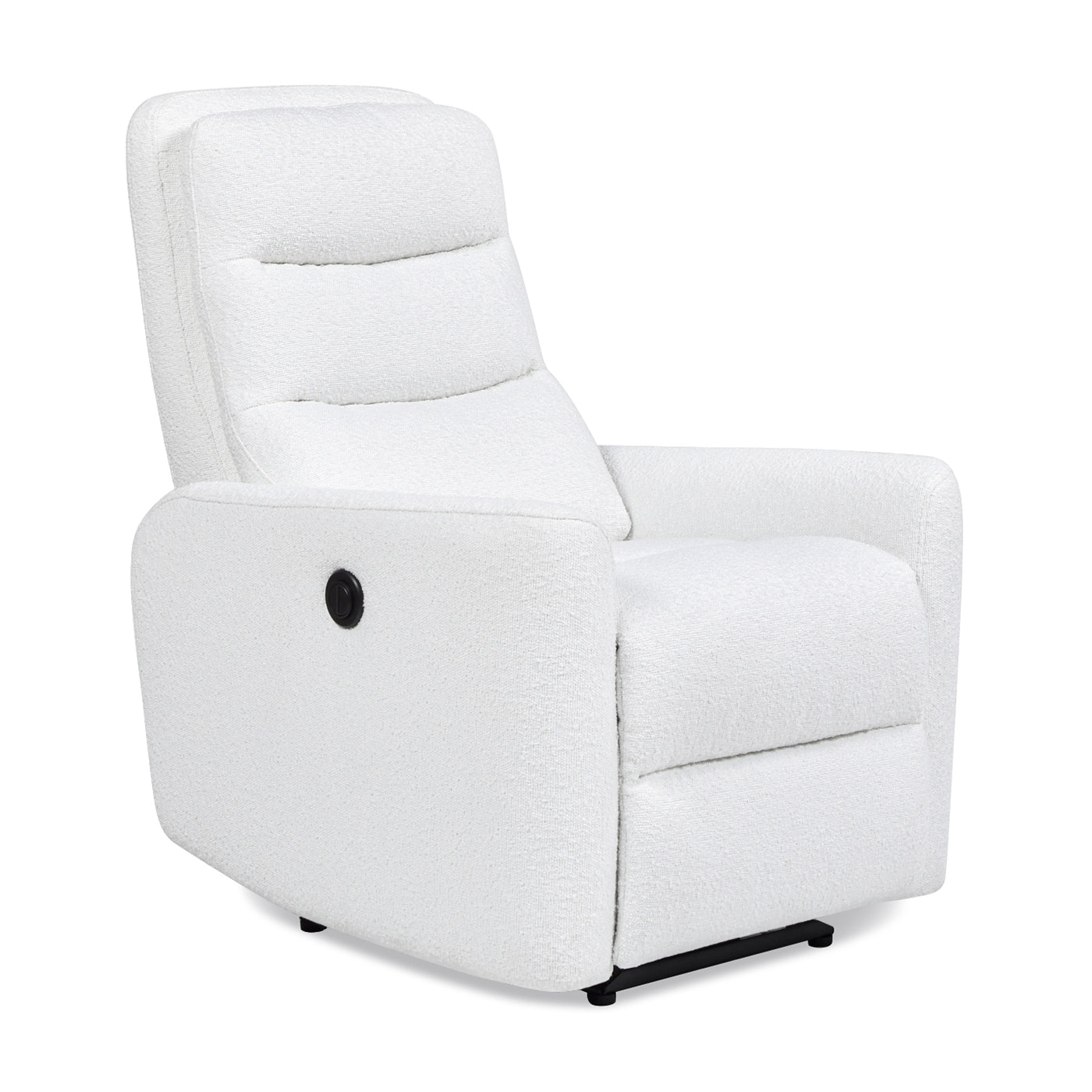 Bloomy 35.5" High Back Power Recliner Motion Chair, Chiffon White Boucle White Foam Boucle