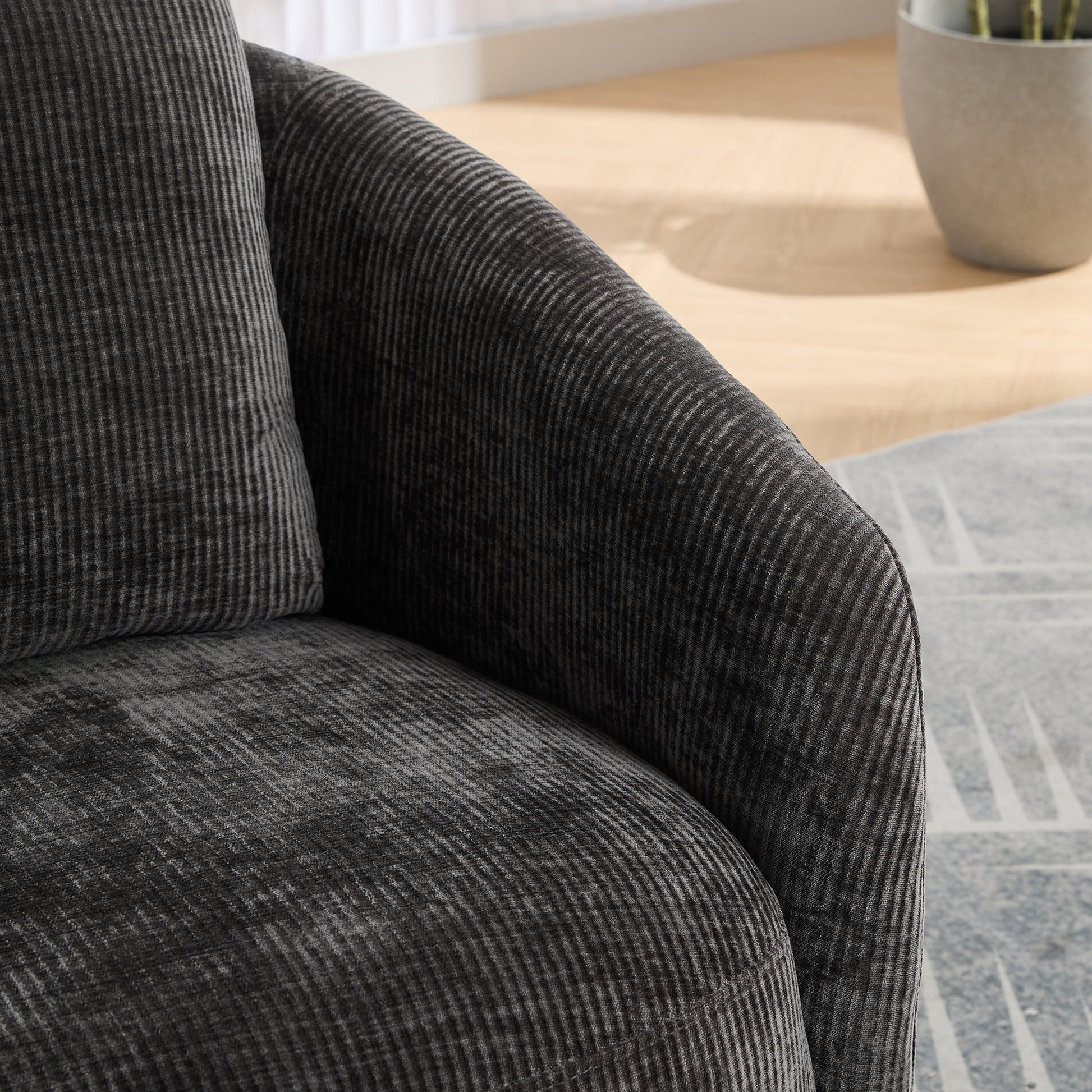30.3"W Swivel Accent Barrel Chair And Comfy Round Accent Single Sofa Chair, 360 Degree Club Chair, Lounge Armchair For Living Room Bedroom Nursery.Charcoal Charcoal Chenille