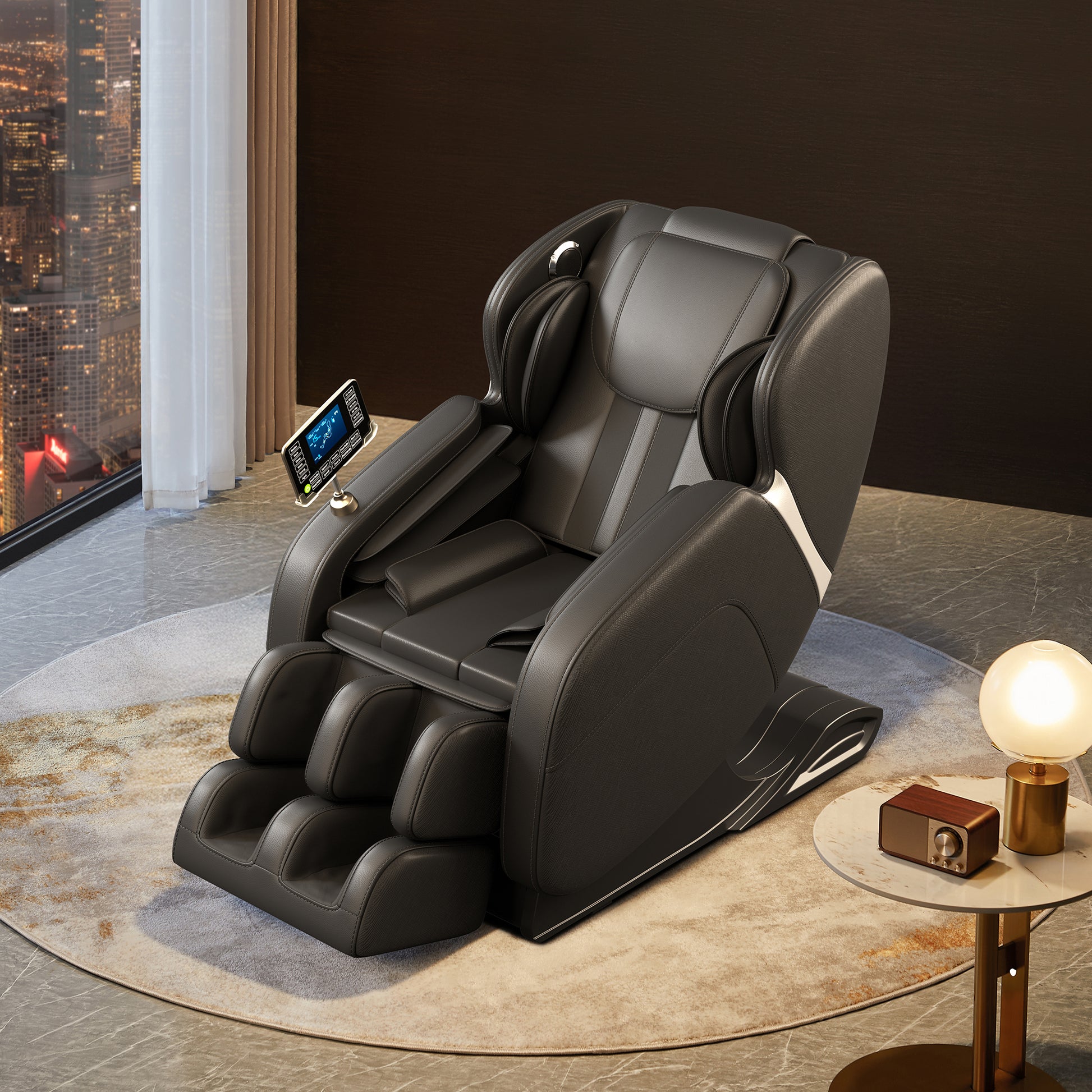 Full Body Massage Chair, Zero Gravity Mode, Deep Tissue Massage Chair, Foot Massage, 8 Fixed Massage Roller, Lcd Touch Screen, Waist Heater, Bluetooth, Suitable For 5.1 5.75Ft Height Black Black Faux Leather Metal Power Remote Primary Living Space Push