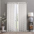 Diamond Sheer Window Curtain Panel Only 1 Pc Panel White Gray Polyester