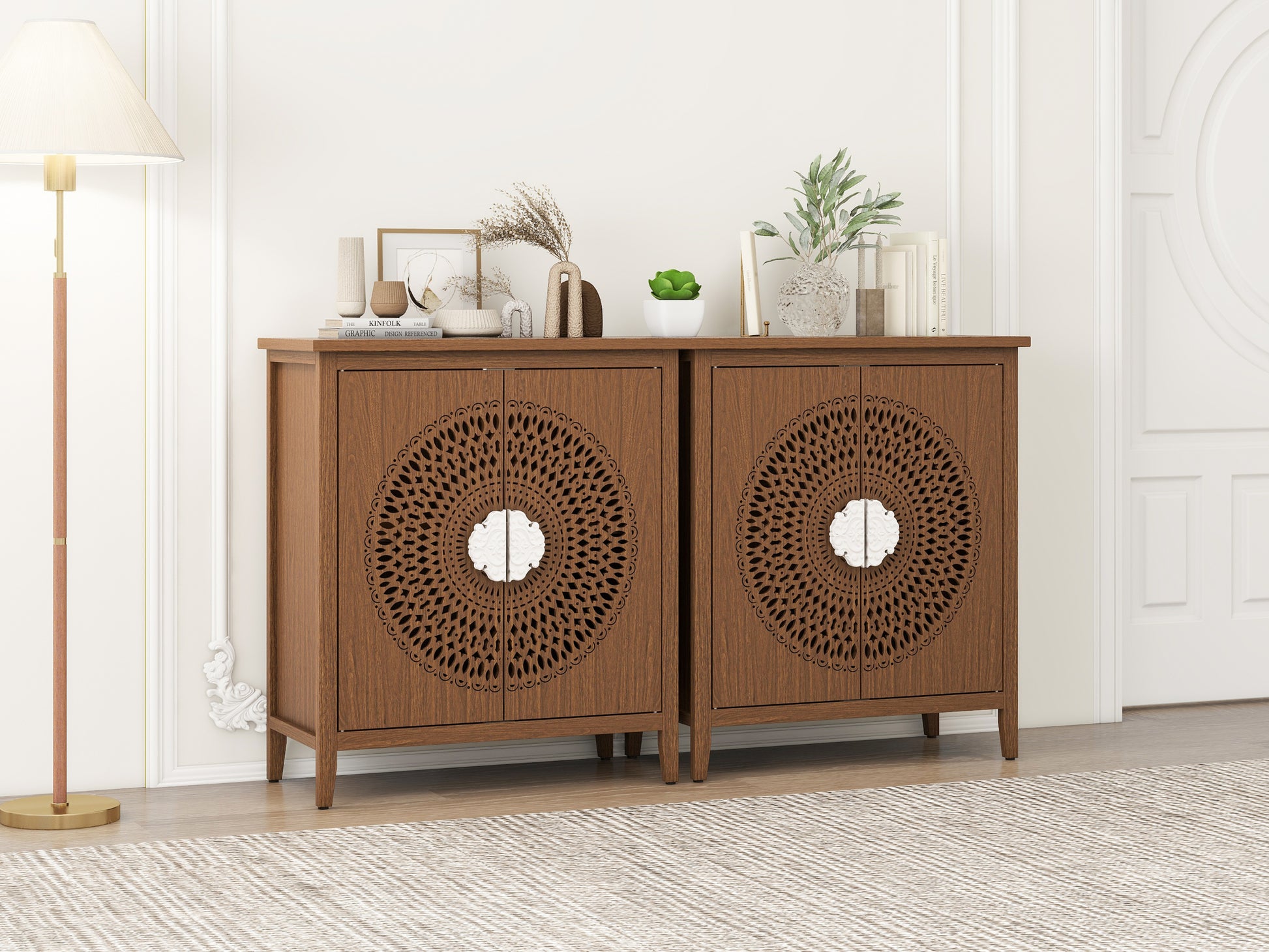 2 Door Cabinet, American Furniture, Suitable For Bedroom, Living Room, Study Walnut Mdf