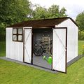 Metal Garden Sheds 10Ftx8Ft Outdoor White Coffee With Window White Metal