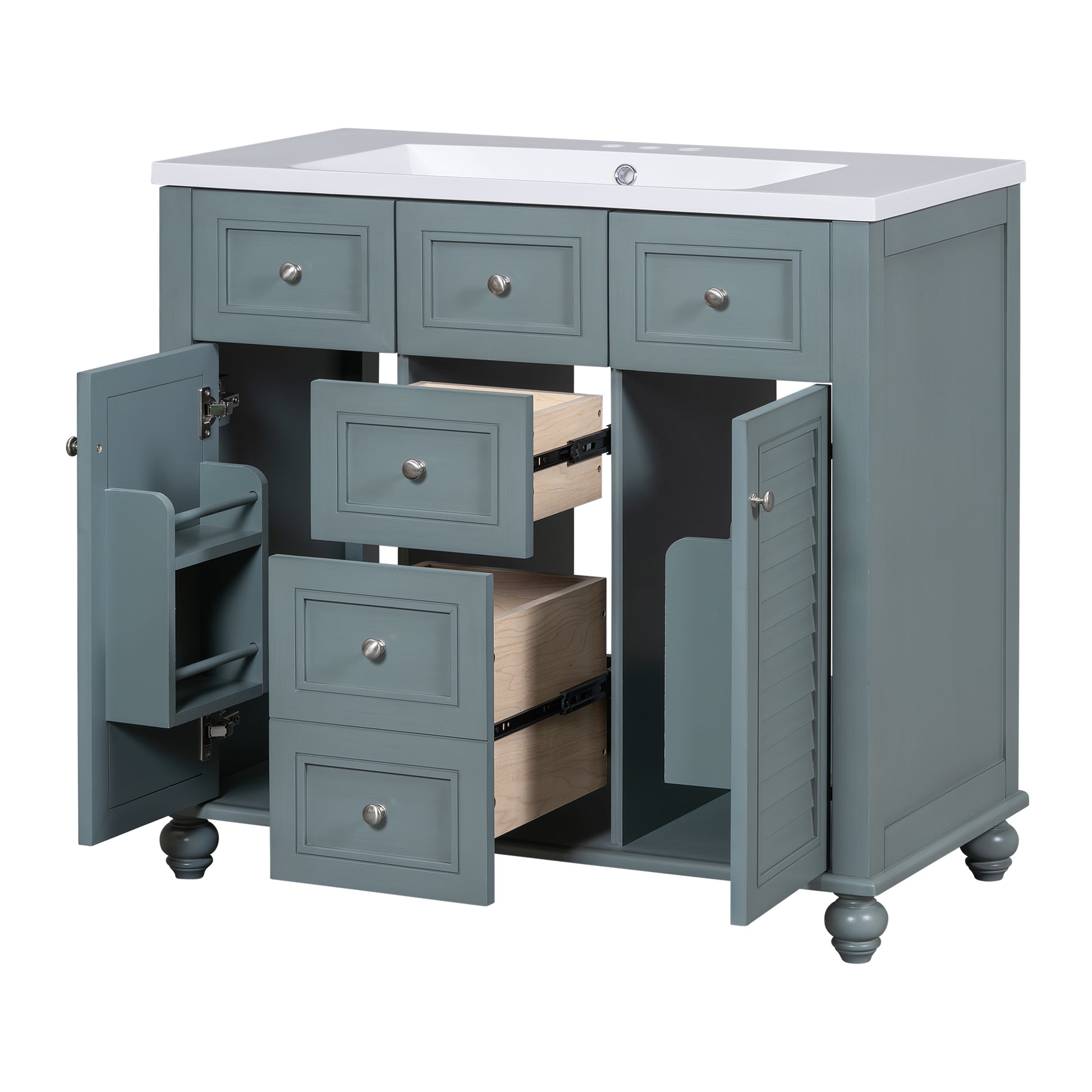 36'' Bathroom Vanity with Medicine Cabinet, Modern 2-blue-2-bathroom-freestanding-french