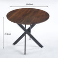 Dining Table With Cross Metal Leg And Mdf Top,Modern Space Saving Kitchen Table For Living Room,Black Legs,Round Table,Oak Color Top,90X90X75Cm Black Dark Walnut Mdf Metal