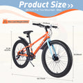 24 Inch Bicyclesfat Tire Mountain Bike For Boys And Girls Age 10 Years ,Dual Disc Brake,Shimano 7 Speed ,Kids Beach And Snow Bicycle Orange Steel