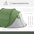 Outsunny Pop Up Tent, Instant Camping Tent With Porch And Carry Bag, 3000Mm Waterproof, For 2 3 People, Green, Poles Included Green Polyester