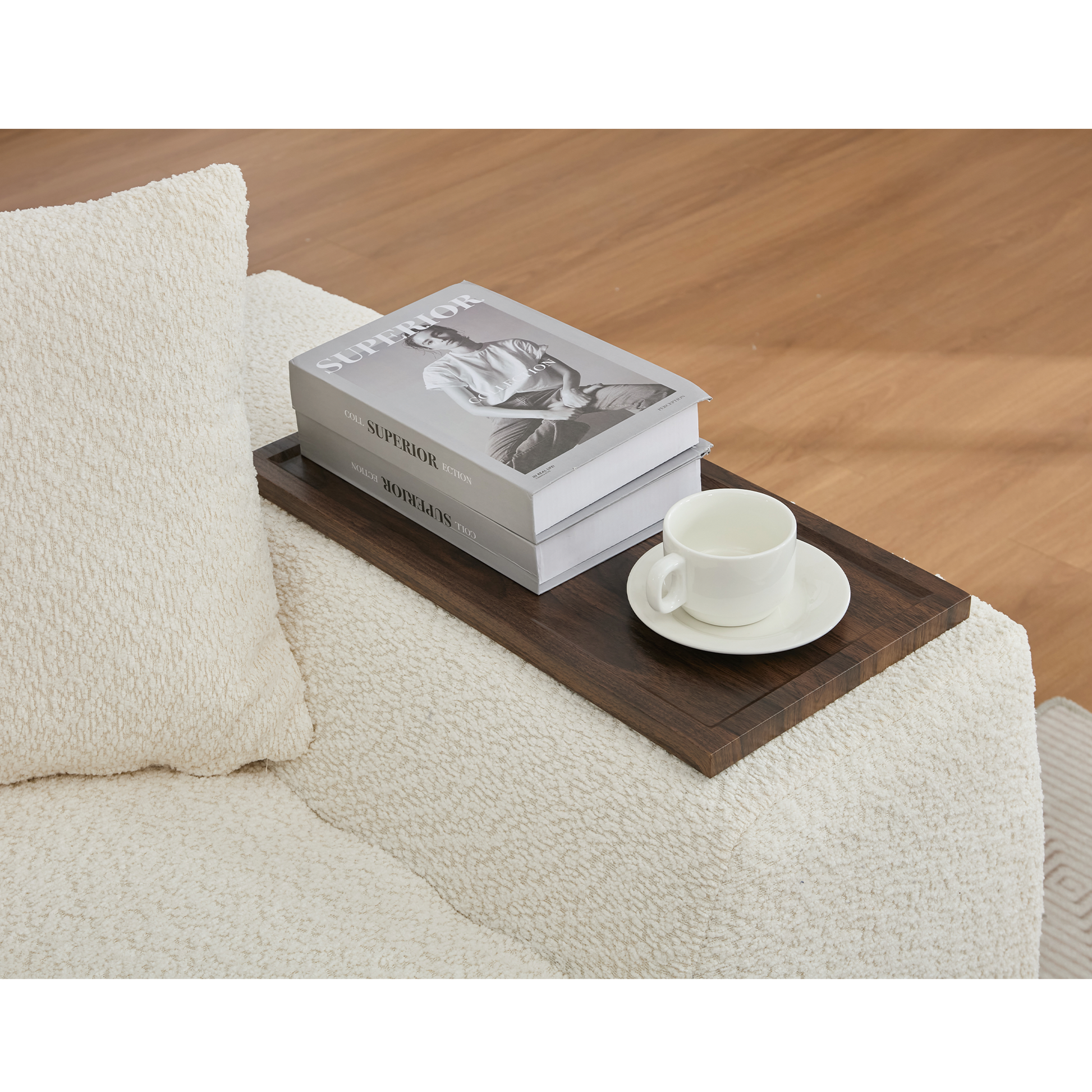 Arrived 2 Piece Boucle Cloud Sofa Set, Upholstered Sofa Set, Modern 3 Seater And 2 Seater Sofa With Mdf End Table For Living Room ,Apartment,3 2 Couch,Boucle,Beige Beige Polyester Primary Living Space Soft Tight Back Modern Square Arms Foam Upholstered 5