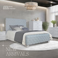 Saree Queen Bed, Light Teal Chenille & Gray Finish Bd02353Q Queen Gray Wood