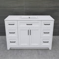 Solid Wood 48 Inch Bathroom Vanity With Single Sink Combo, Modern Vanity Cabinet With 2 Soft Closing Doors & 6 Full Extension Dovetail Drawers White 4 White 2 2 48 In & Above 32 To 35 In Soft Close Doors Bathroom Freestanding Luxury,Modern 20 25 Inches