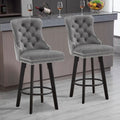 Modern Swivel Bar Stools Velvet Barstools Button Tufted Bar Stools Rivet Trim Bar Stools For Kitchen Island,Bistro, With Metal Pull Ring Sturdy Footrest Large Backrest For Home Bar,Dark Gray 3 Dark