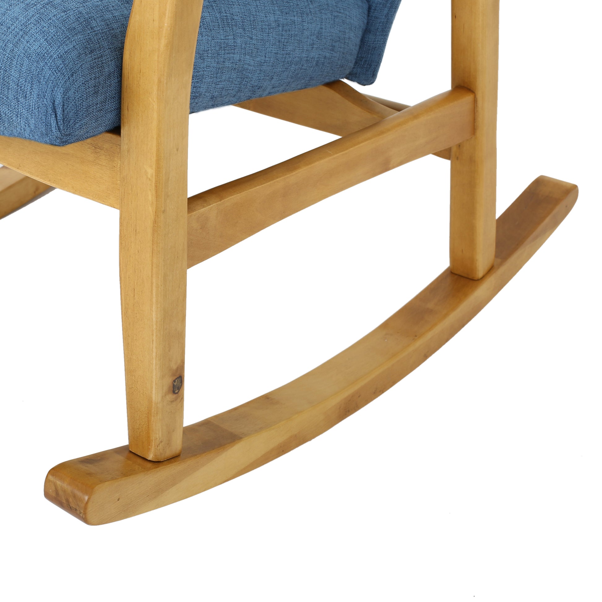 Solid Wood Rocking Chair Blue Fabric