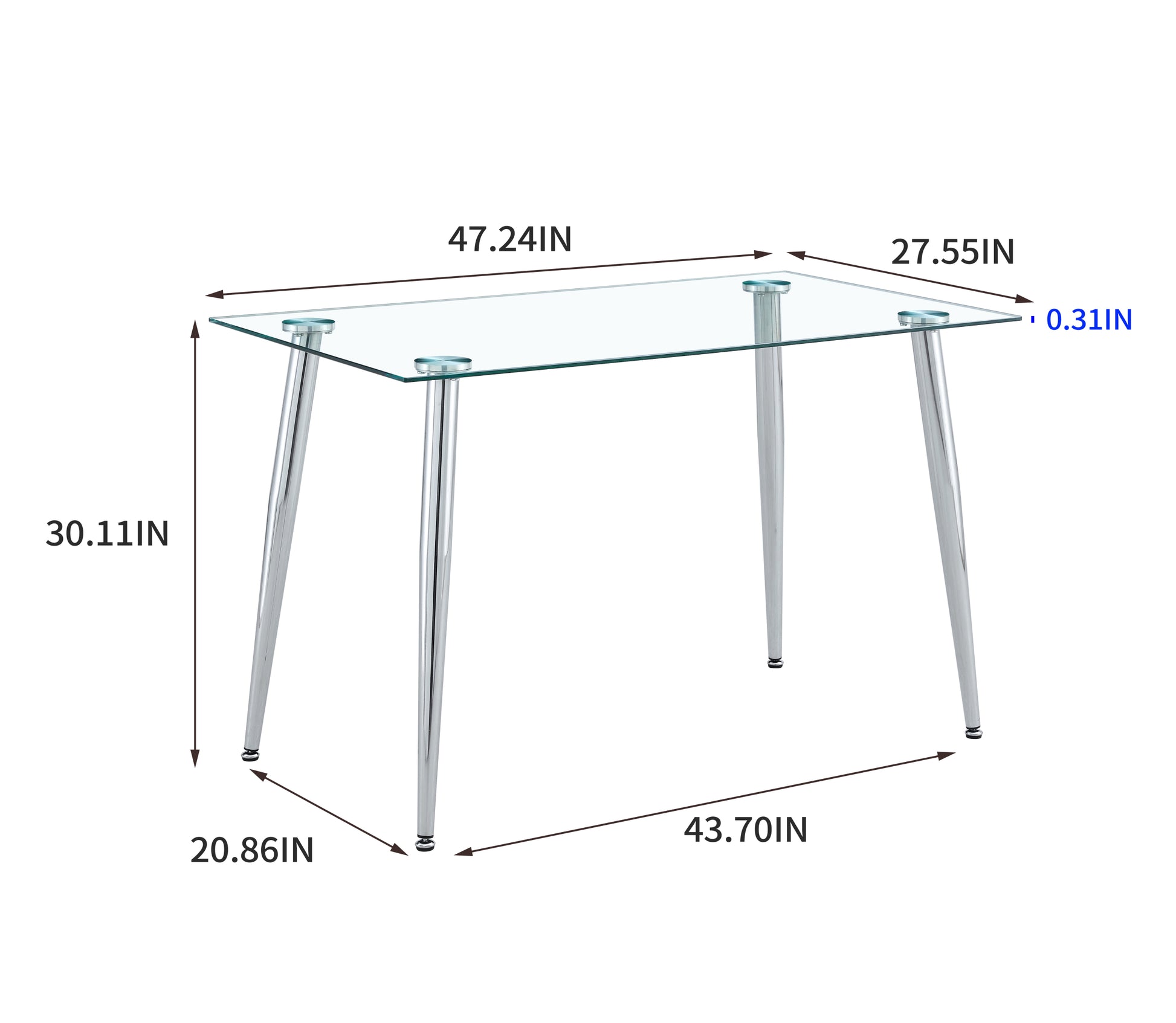 Table Leg For Gt 02, Silver Leg Silver Clear Metal