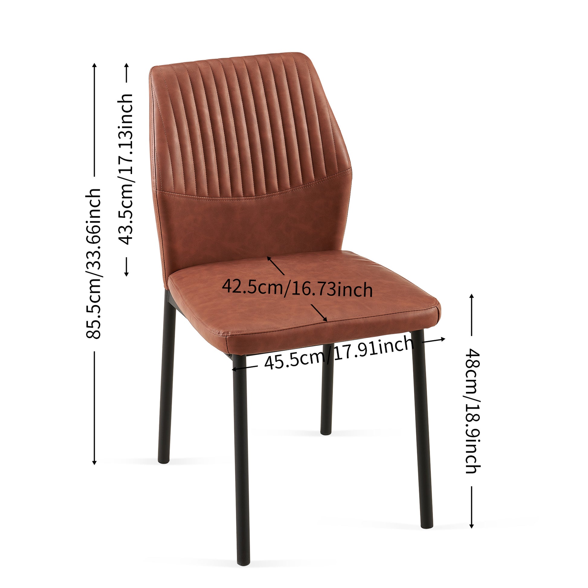 Brown Pu Leather Dining Chairs Living Room Chair Modern Kitchen Armless Side Chair With Metal Legs Set Of 4 Metal Plaid Brown Dining Room Powder Coated Foam Dry Clean Modern Dining Chairs Solid Back Set Of 4 Or More Foam Pu Leather