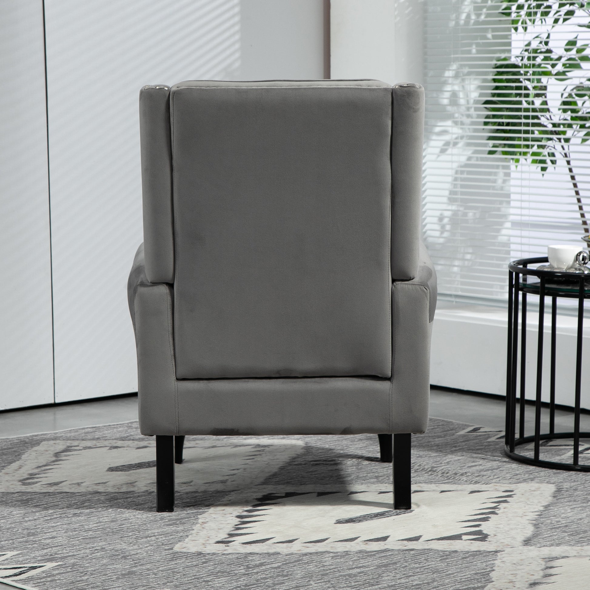 Coolmore Wood Frame Armchair, Modern Accent Chair Lounge Chair With Sturdy Wood Legs For Living Room Bedroom Dark Gray Dark Gray Foam Velvet