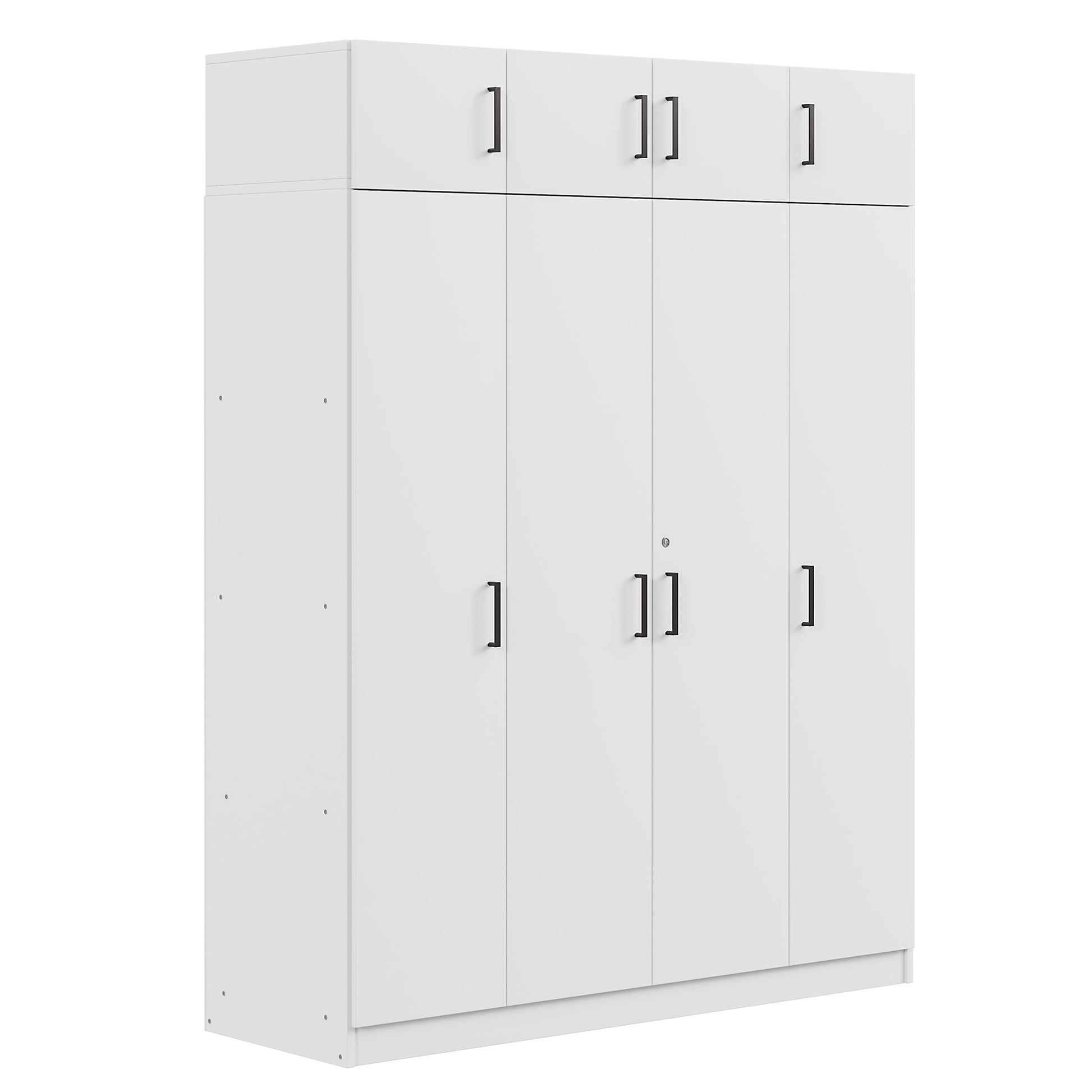 4 Door Wardrobe With 1 Drawer And Top Cabinetwhite White White Bedroom Contemporary Particle Board