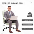 Vinsetto 500Lbs Big And Tall Office Chair With Wide Seat, Executive Computer Chair With Adjustable Height, Swivel Wheels And Linen Finish, Cream White Cream White Linen